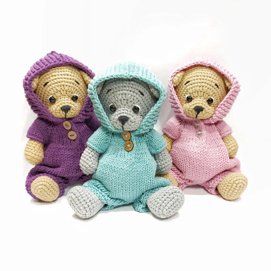 Amigurumi Teddy Bear Crochet Pattern – Tiny Bear with Knitted Clothes PDF Tutorial