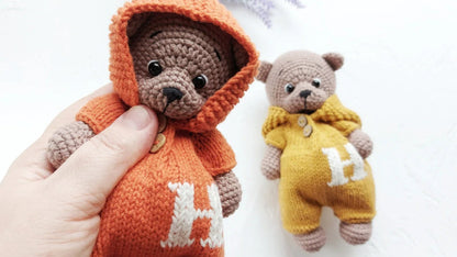 Amigurumi Teddy Bear Crochet Pattern – Tiny Bear with Knitted Clothes PDF Tutorial