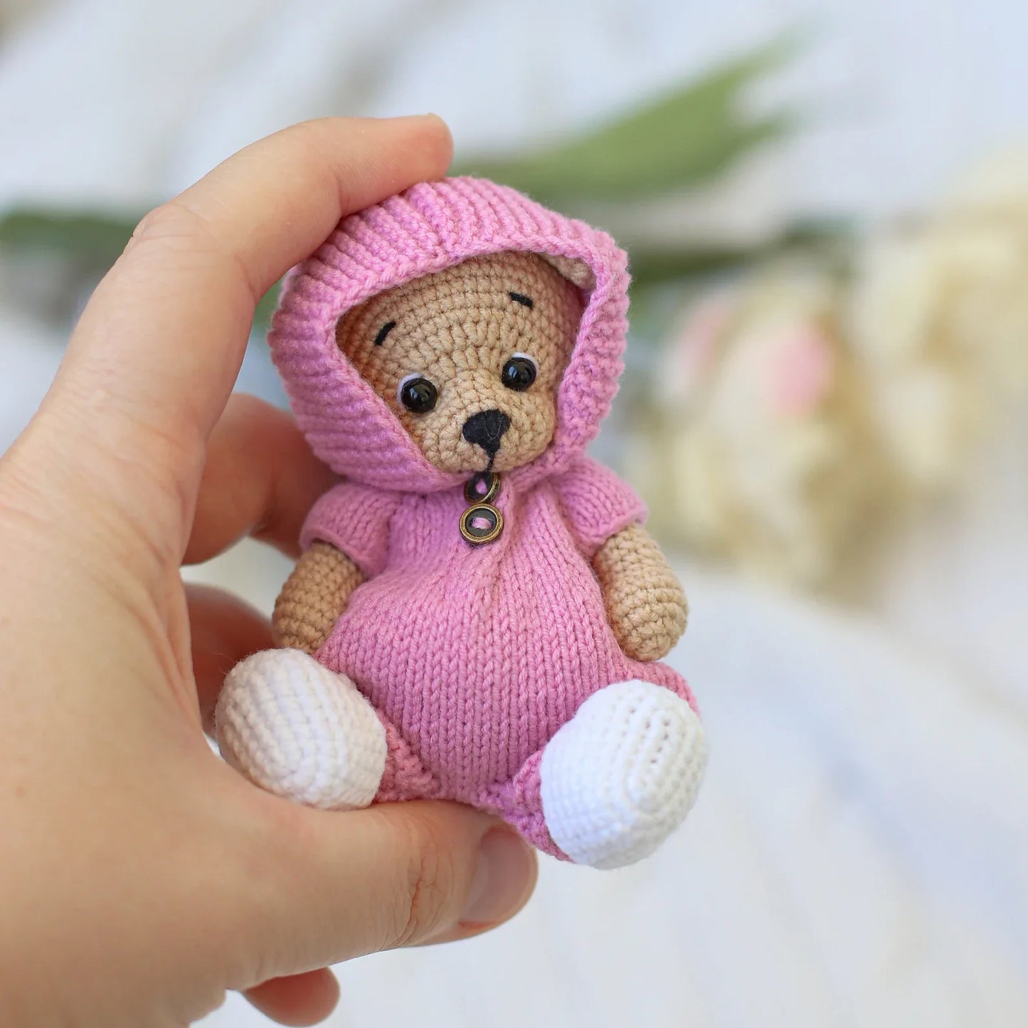 Amigurumi Teddy Bear Crochet Pattern – Tiny Bear with Knitted Clothes PDF Tutorial